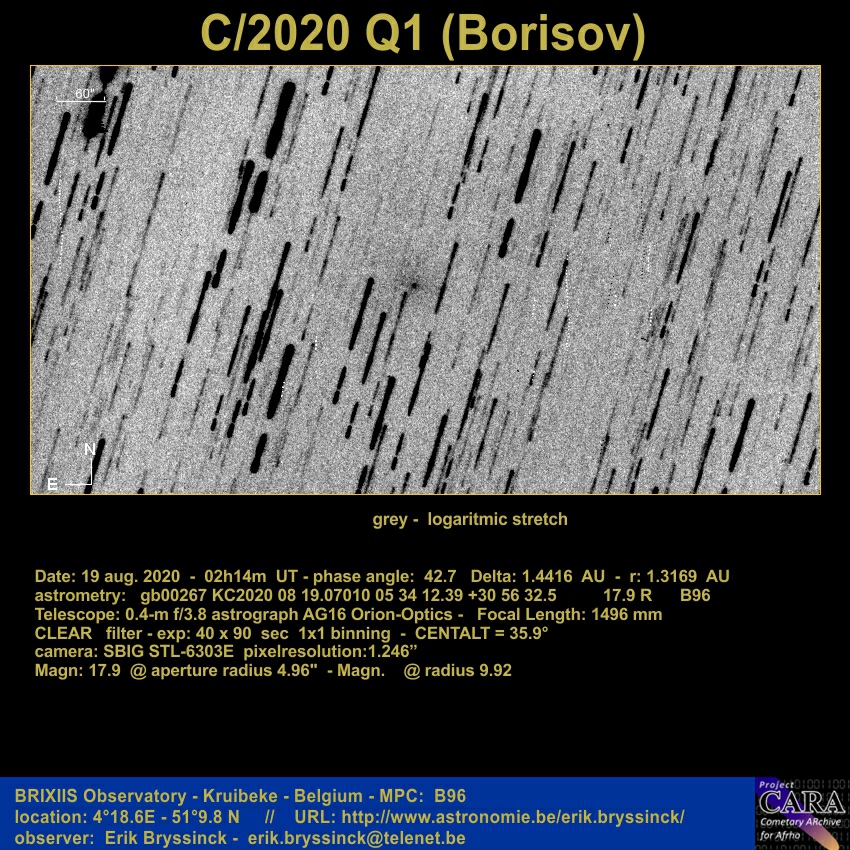 comet C/2020 Q1 (Borisov) on 19 aug., Erik Bryssinck
