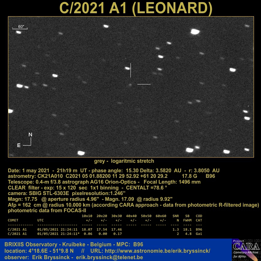 comet C/2021 A (LEONARD), 1 may 2021, Erik Bryssinck