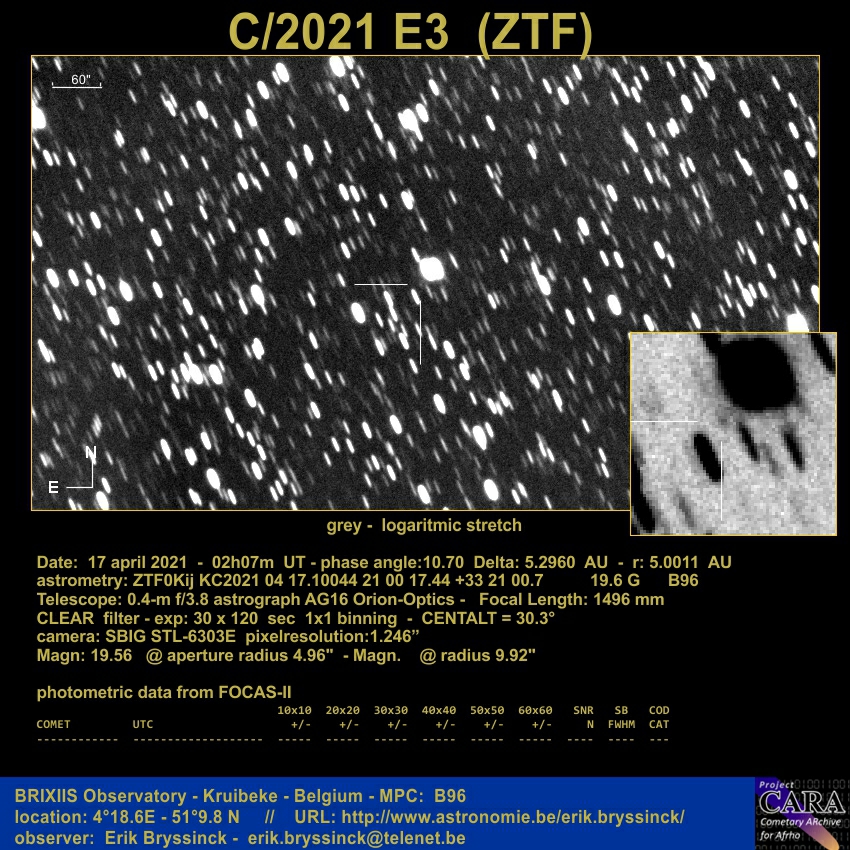 comet C/2021 E3 (ZTF), Erik Bryssinck, BRIXIIS Observatory