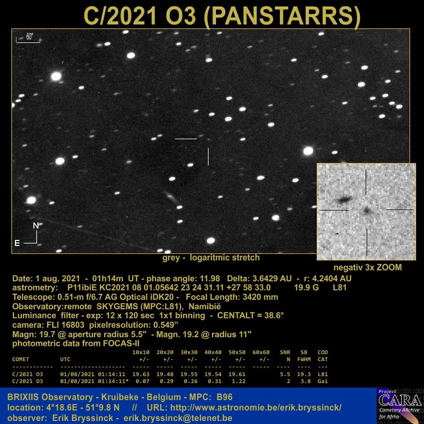 comet C/2021 O3 (PANSTARRS), 1 aug. 2021, Erik Bryssinck, SKYGEMS Namibia