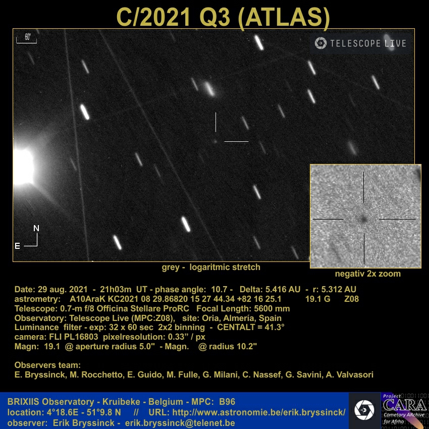 comet C/2021 Q3 (ATLAS), Erik Bryssinck, 29 aug. 2021