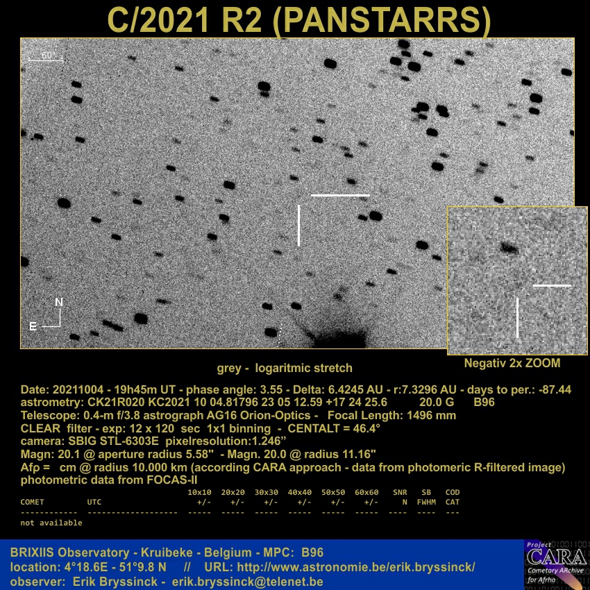 comet C/2021 R2 (PANSTARRS), Erik Bryssinck, 4 oct. 2021