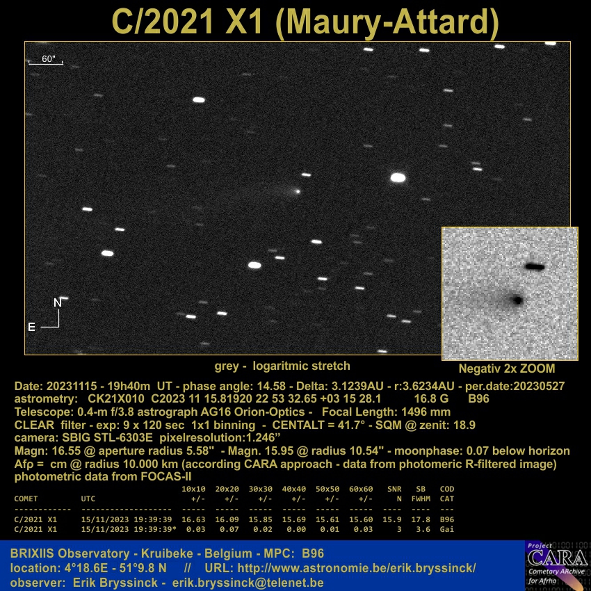 Comet C/2021 X1 (Maury-Attard) - E. Bryssinck