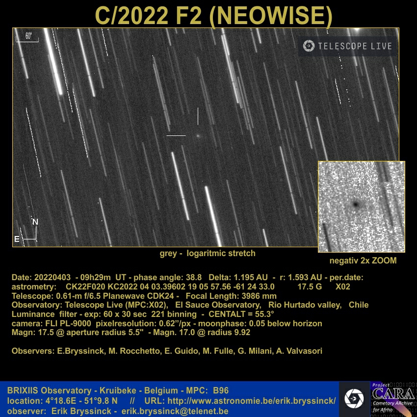 comet C/2022 F2 (NEOWISE), Telescope.Live, 