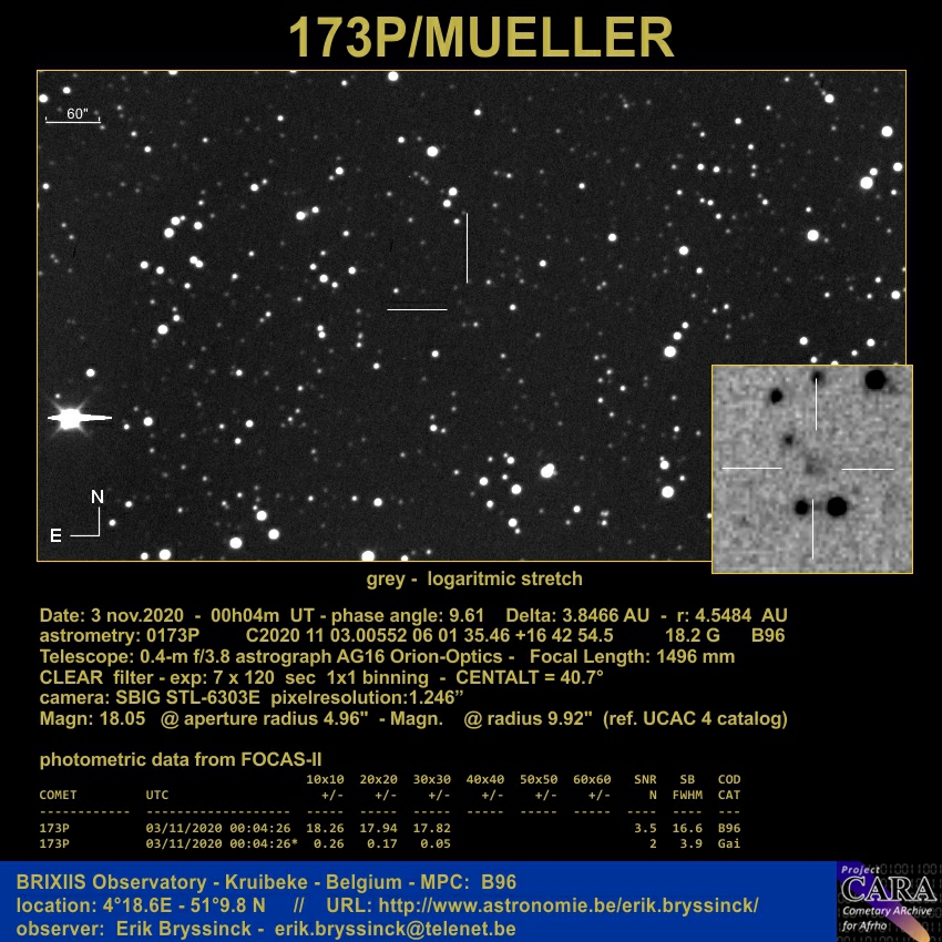 comet 173P/RUSSEL-LINEAR, 3 nov. 2020, Erik Bryssinck