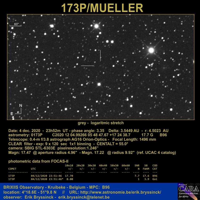comet 173P/MUELLER, 4 dec. 2020, Erik Bryssinck