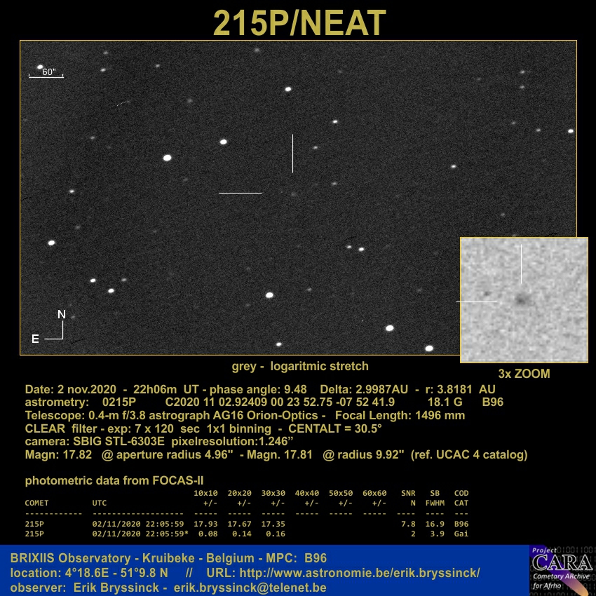 comet 215P/NEAT, 2 nov. 2020, Erik Bryssinck