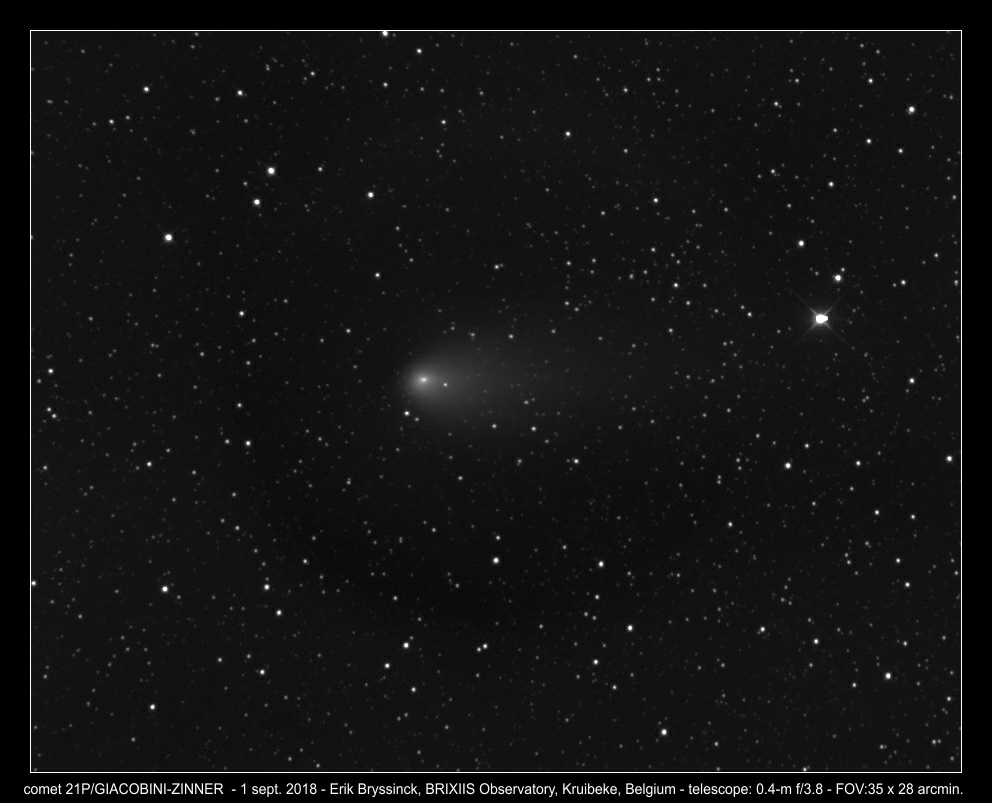 comet 21P/GIACOBINI-ZINNER on 1 sept.2018, Erik Bryssinck, BRIXIIS Observatory