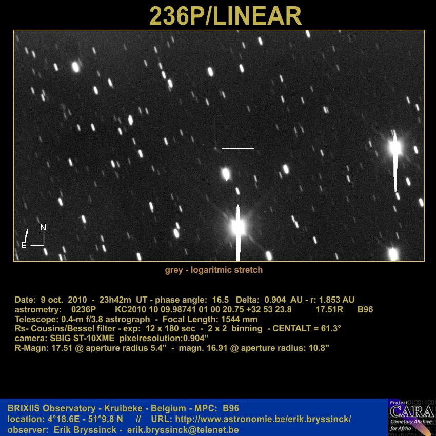comet 236P/LINEAR, 9 oct. 2010, Erik Bryssinck