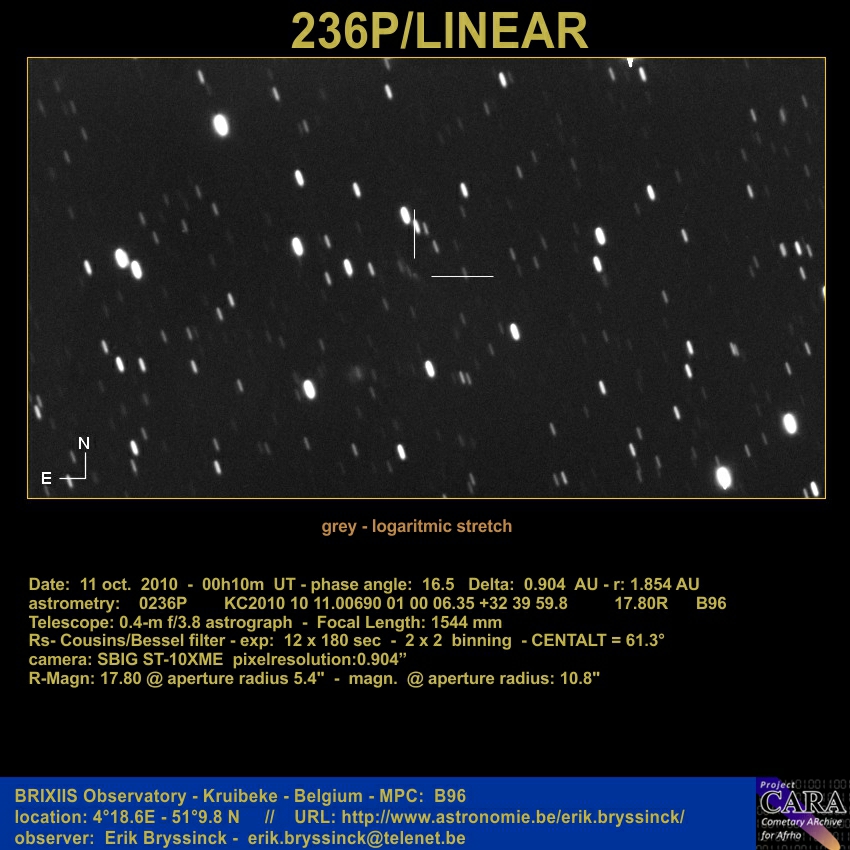 comet 236P/LINEAR, 11 oct. 2010, Erik Bryssinck