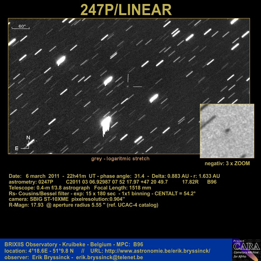 comet P/2010 V3 (LINEAR, comet 247P/LINEAR, 6 march 2011, Erik Bryssinck