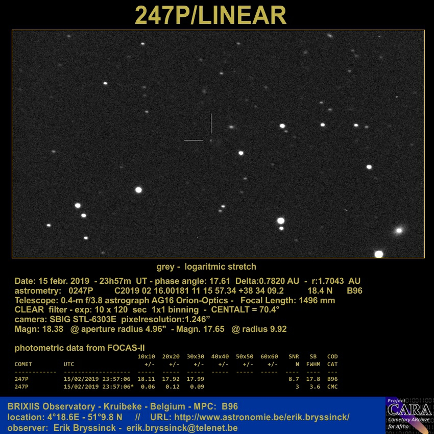 comet 247P/LINEAR, Erik Bryssinck