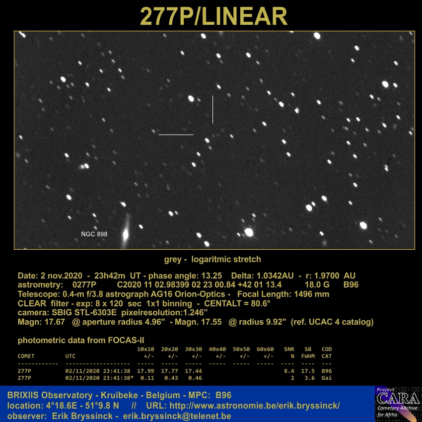 comet 277P/LINEAR, 2 nov. 2020, Erik Bryssinck