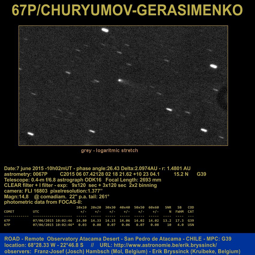 image comet 67P made by Erik Bryssinck on 7 june 2015
