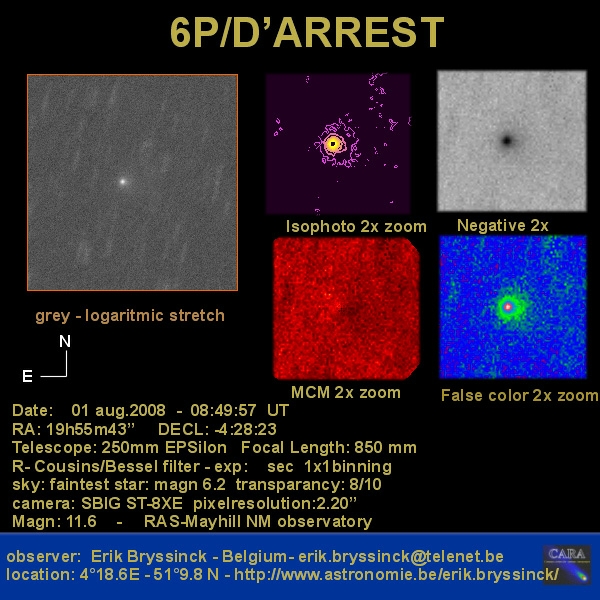 comet 6P/D'ARREST on 1 aug. 2008 , Erik Bryssinck