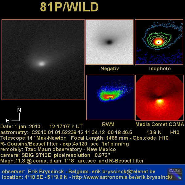 image comet 81P/WILD by Erik Bryssinck on 1 jan.2015 from TZECMaun observatory - H10 observatory