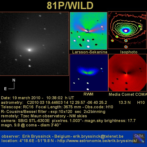 image comet 81P/WILD by Erik Bryssinck on 19 march 2010