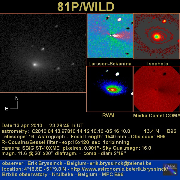 image comet 81P/WILD taken by Erik Bryssinck