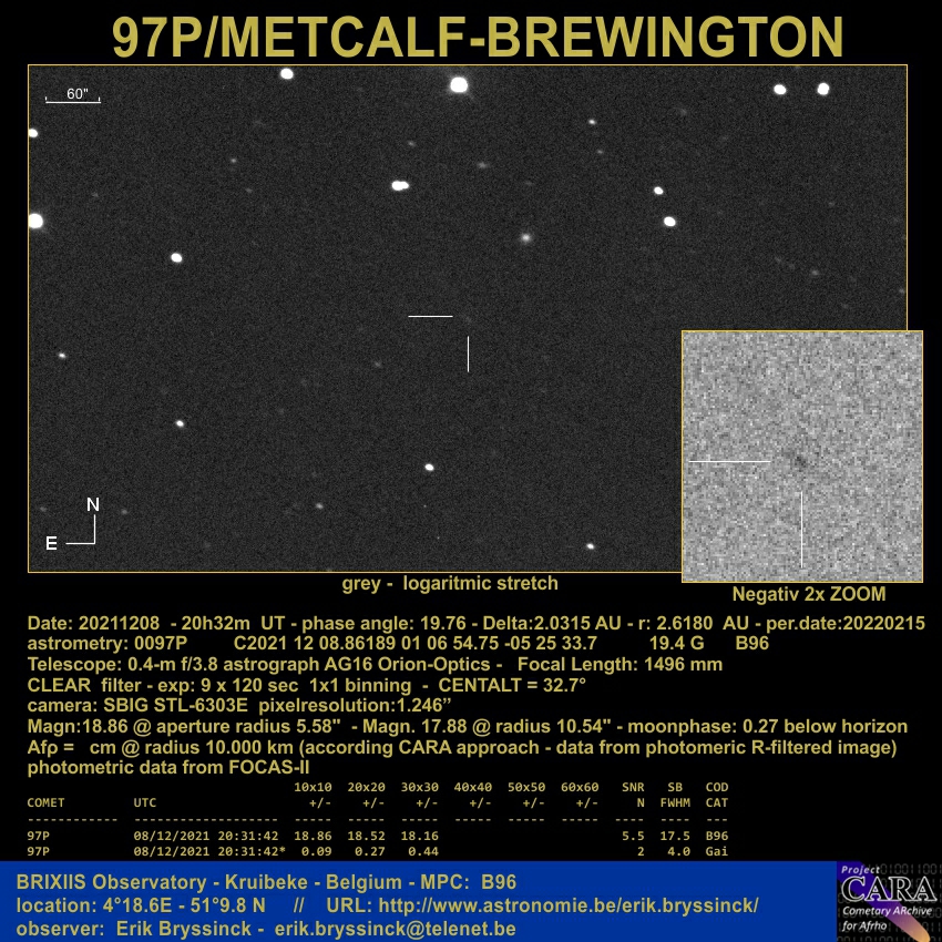 comet 97P/METCALF-BREWINGTON, 8 dec. 2021, Erik Bryssinck