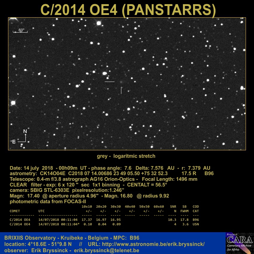 comet C/2014 OE4 (PANSTARRS), 14 july 2018, Erik Bryssinck