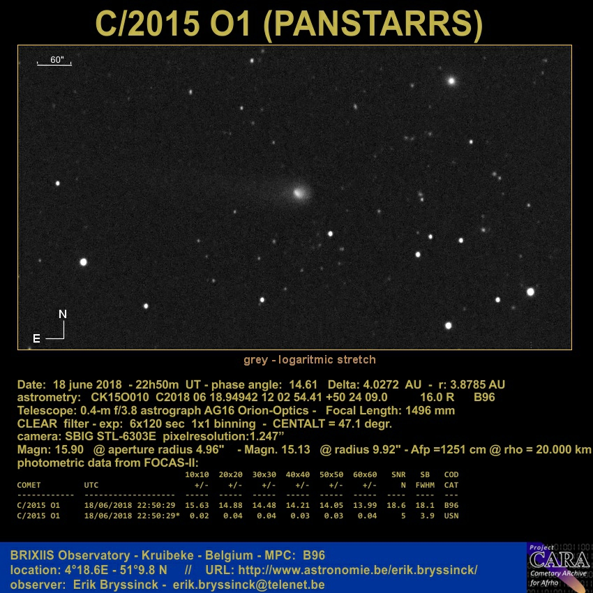 comet C/2015 O1 (PANSTARRS) by Erik Bryssinck on 18 june 2018