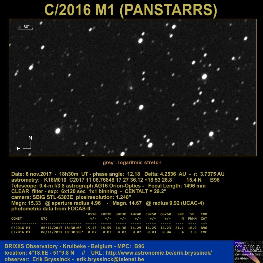 image comet C/2016 M1 (PANSTARRS) by Erik Bryssinck