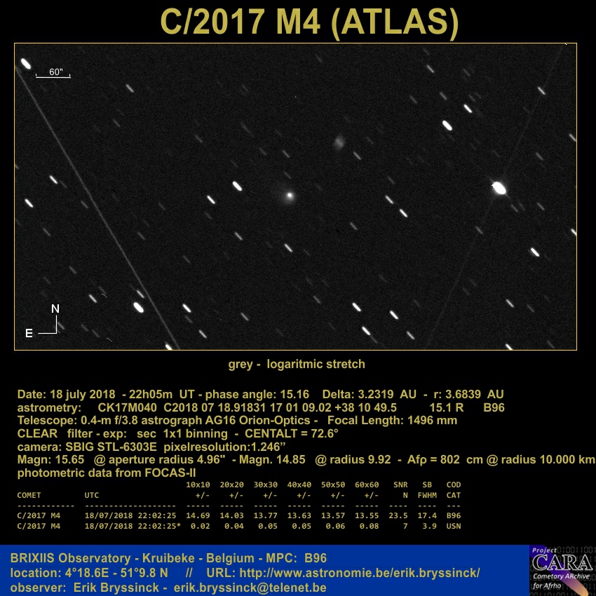 comet C/2017 M4 (ATLAS), 21 july 2018, Erik Bryssinck