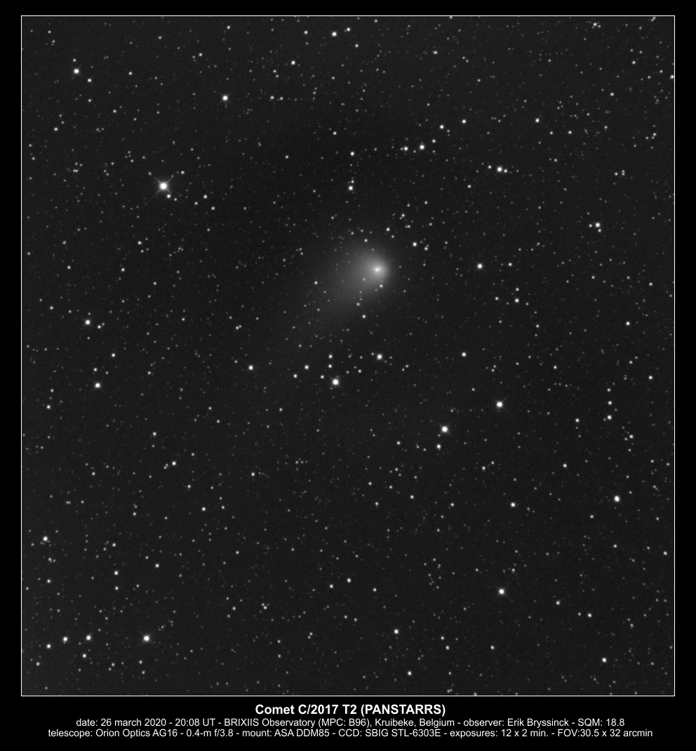comet C/2017 T2 (PANSTARRS) on 26 march 2020, Erik Bryssinck, BRIXIIS Observatory, B96 observatory