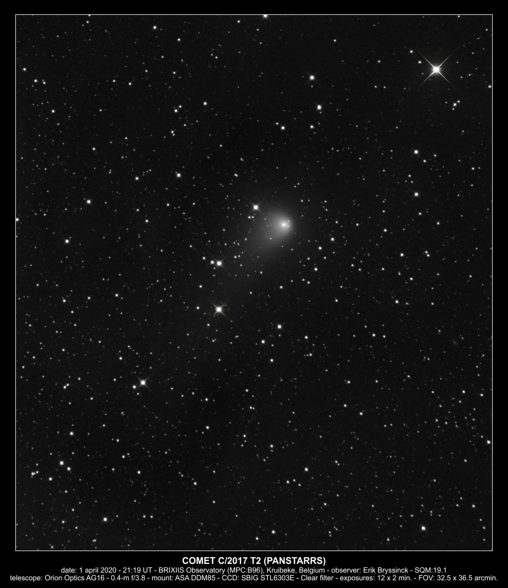 comet C/2017 T2 (PANSTARRS) on 1 april 2020, Erik Bryssinck, BRIXIIS Observatory, B96 observatory