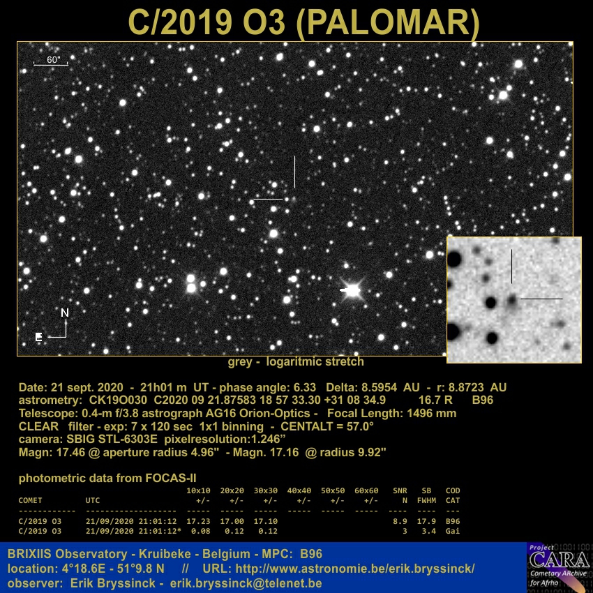 comet C/2019 O3 (PALOMAR)  on 21 sept. 2020, Erik Bryssinck