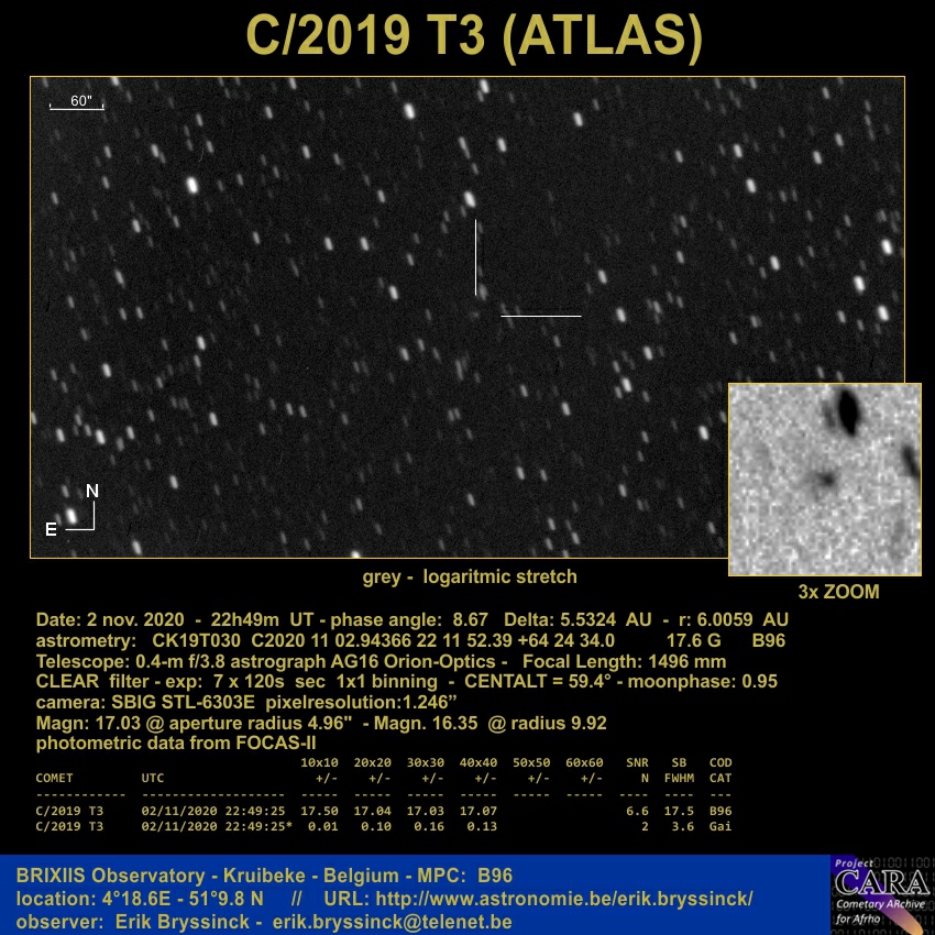 comet C/2019 T3 (ATLAS), 2 nov. 2020, Erik Bryssinck