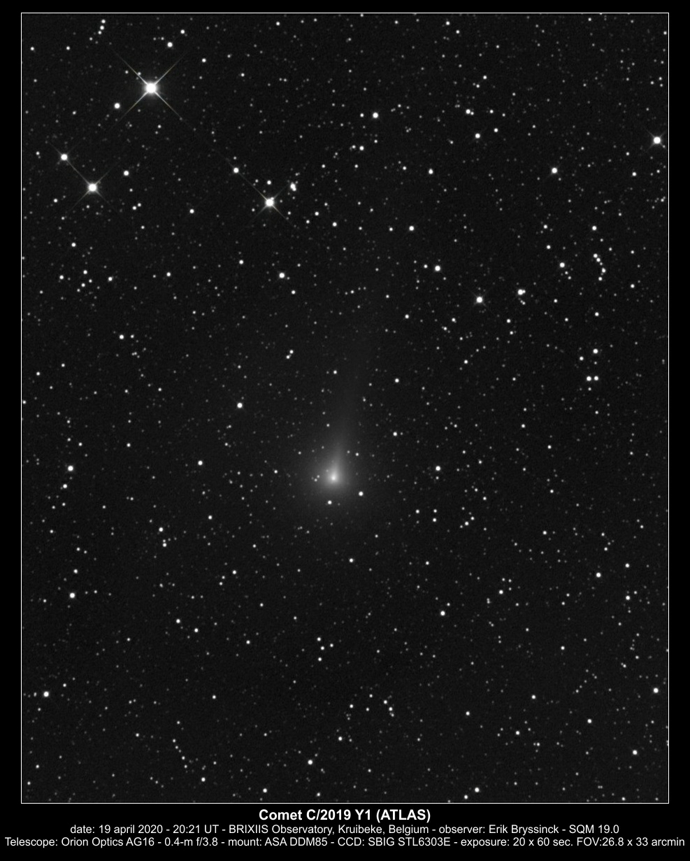 comet C/2019 Y1 (ATLAS) on 19 april, Erik Bryssinck, BRIXIIS Observatory
