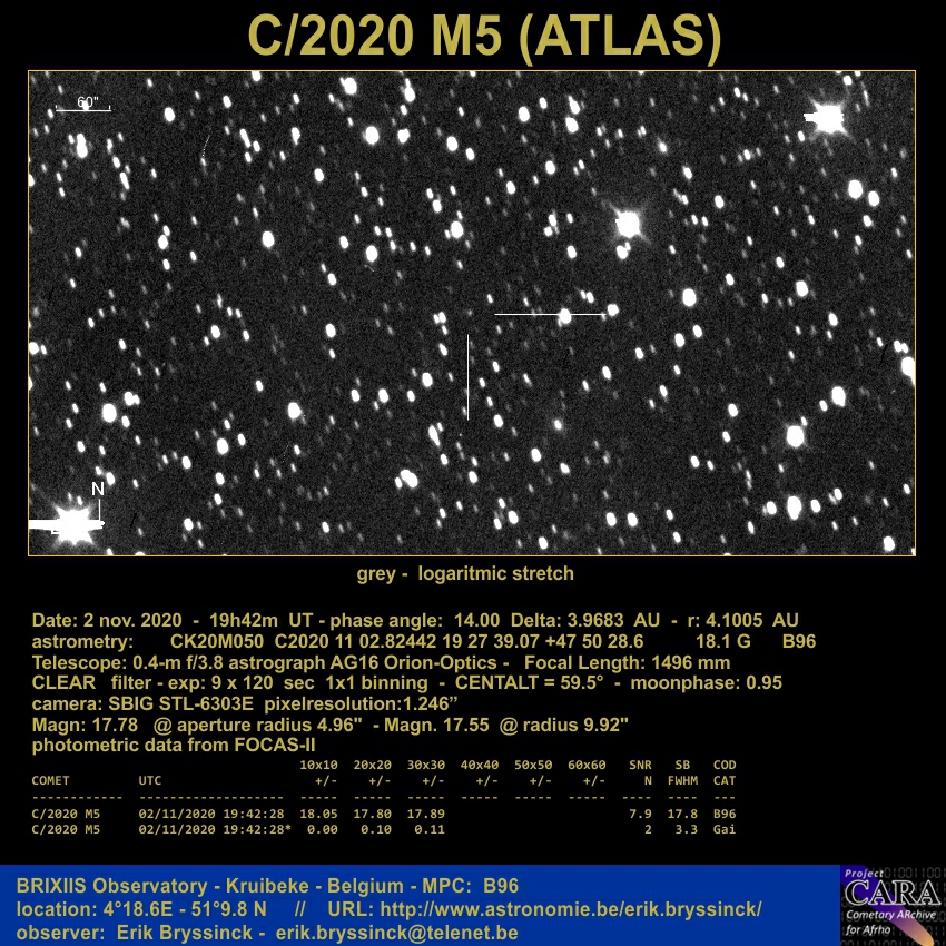 comet C/2020 M5 (ATLAS), 2 nov. 2020, Erik Bryssinck