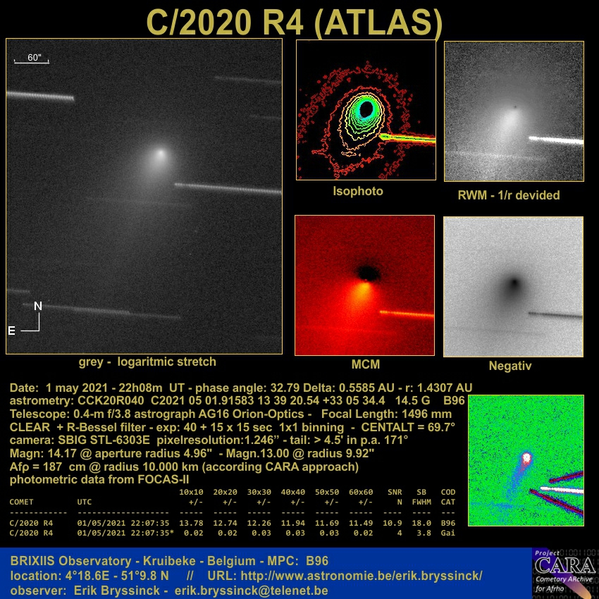 comet C/2020 R4 (ATLAS), 1 may 2021, Erik Bryssinck, BRIXIIS Observatory
