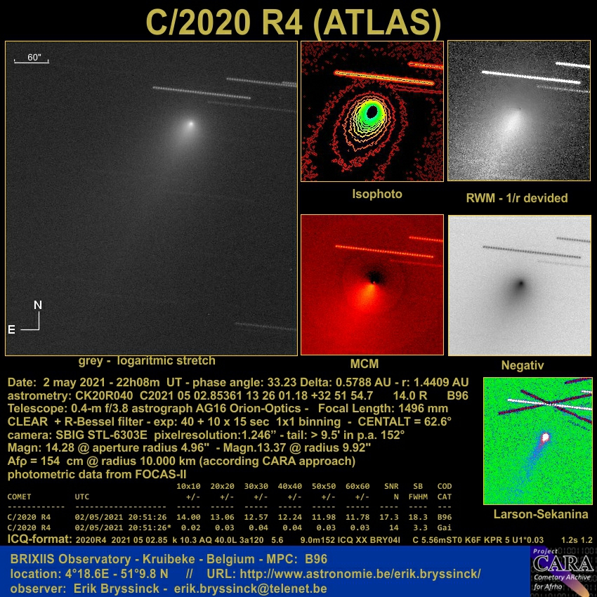 comet C/2020 R4 (ATLAS), 2 May 2021, Erik Bryssinck, BRIXIIS Observatory