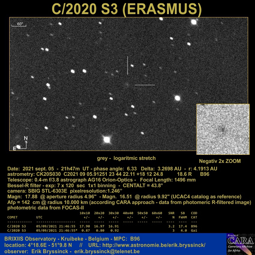 comet C/2020 S3 (ERASMUS), date 20210905, Erik Bryssinck