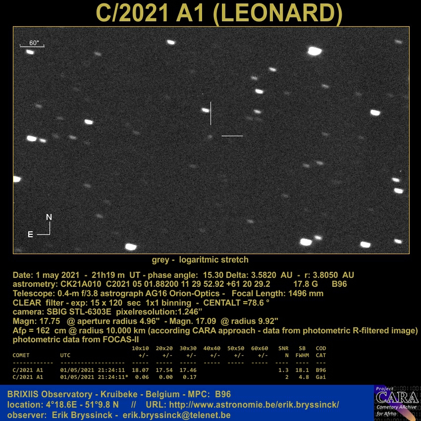 comet C/2021 A (LEONARD), 1 may 2021, Erik Bryssinck