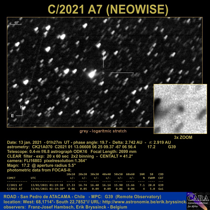 comet C/2021 A7 (NEOWISE), 13 jan. 2021, Erik Bryssinck & F.-J. Hambsch