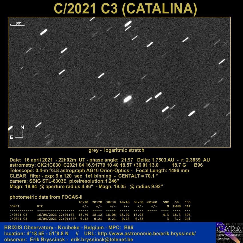 comet C/2021 C3 (CATALINA), Erik Bryssinck, 16 april 2021