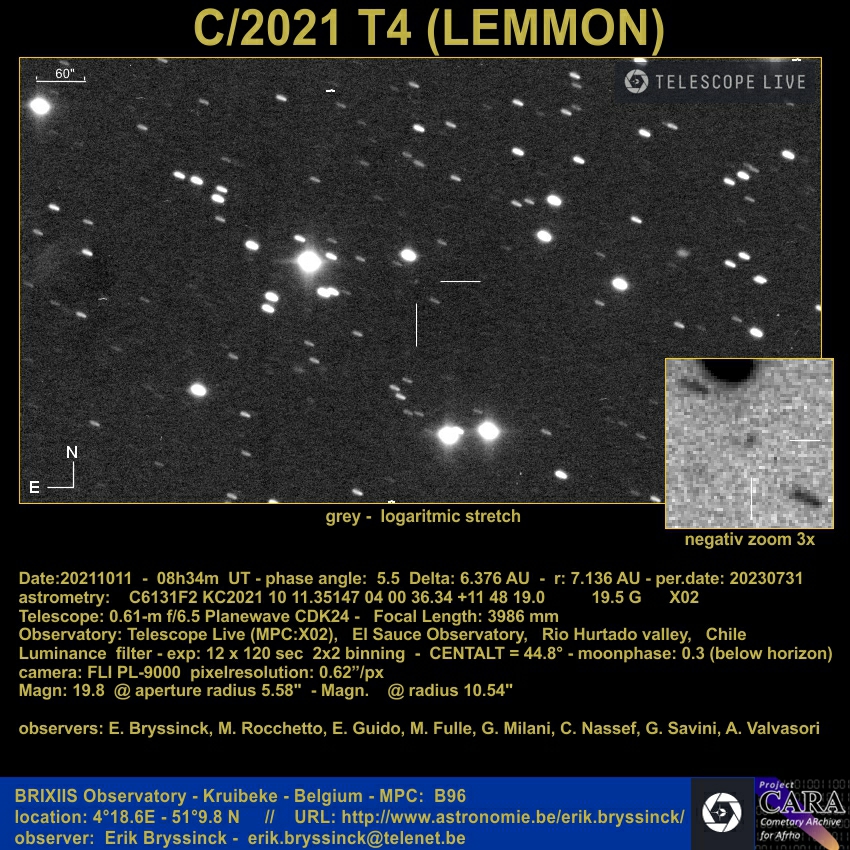 comet C/2021 T4 (LEMMON, Erik Bryssinck, 11 oct. 2021, Telescope.Live