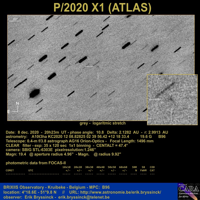 comet P/2020 X1 (ATLAS), 8 dec. 2020, Erik Bryssinck